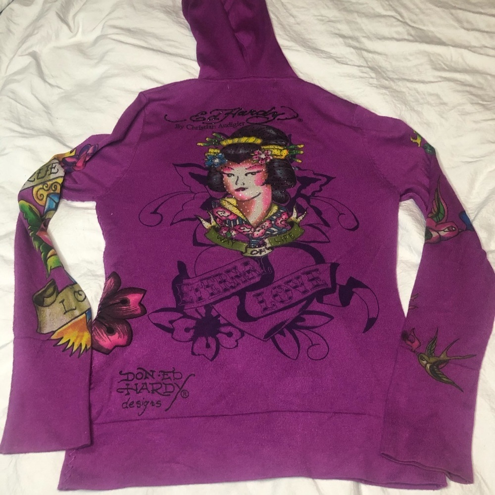 ed hardy y2k zip up sweater